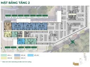 Mặt bằng tầng 2 tòa tháp T1 chung cư Trellia Cove