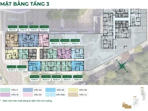 Mặt bằng tầng 3 tòa tháp T1 chung cư Trellia Cove