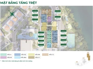 Mặt bằng tầng trệt tòa tháp T3 chung cư Trellia Cove