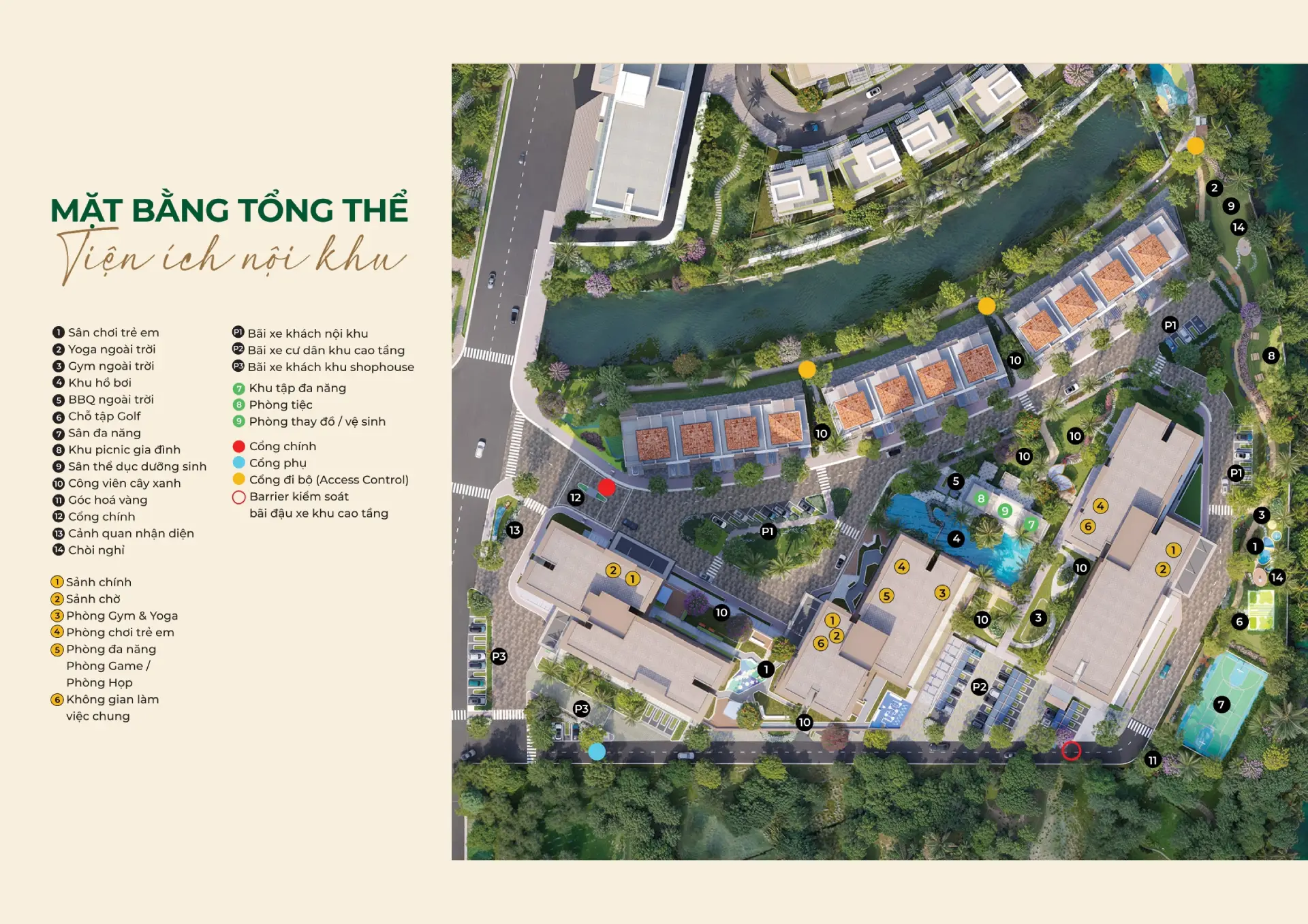 Tổng thể tiện ích nội khu dự án căn hộ Trellia Cove KĐT Mizuki Park